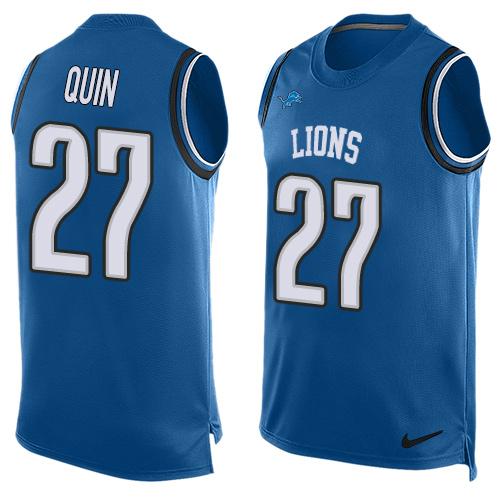 Nike Lions #27 Glover Quin Blue Team Color Men's Stitched NFL Limited Tank Top Jersey
